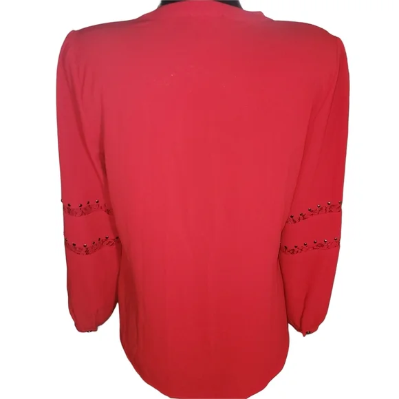 Le Chateau Red Button Front Blouse S - Picture 5 of 6